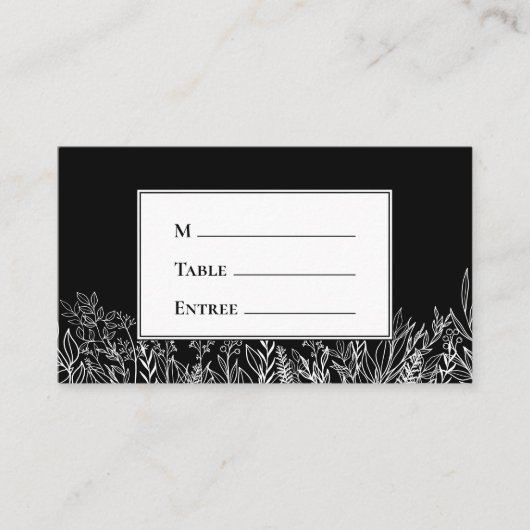 Carte De Placement Plat Entree Choix vert noir et blanc (Devant)