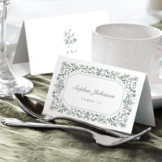 Carte de placement pliable florale botanique vinta