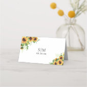 Carte de placement pliée de mariage à fleurs jaune (Dos)