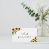 Carte de placement pliée de mariage à fleurs jaune (Debout devant)