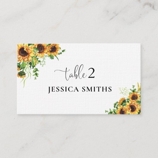 Carte de placement pliée de mariage à fleurs jaune (Devant)