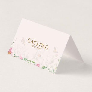 Carte de placement pliée florale Elegant Peony Blu
