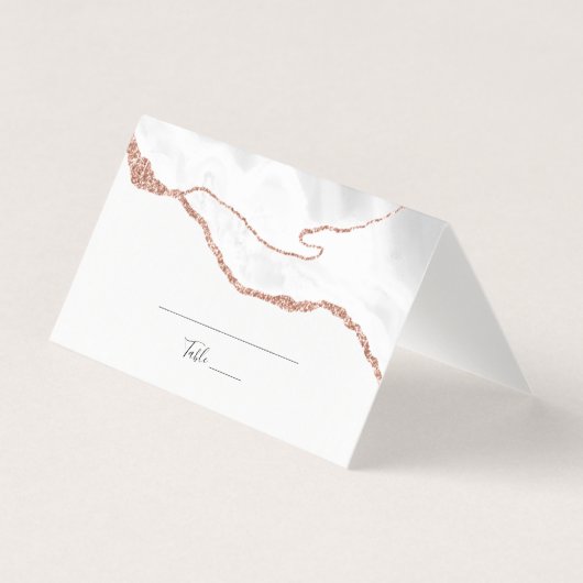 Carte de Placement Pliée Or Rose Blanc Élégant (Front)