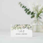 Carte de placement pliée pour mariage à fleurs bla (Debout devant)
