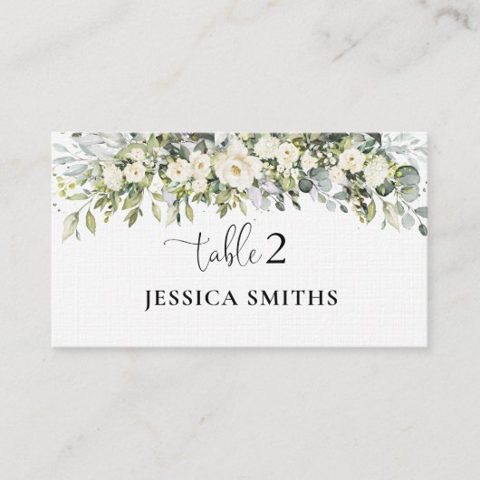Carte de placement pliée pour mariage à fleurs bla (Devant)