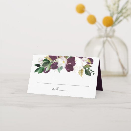 Carte De Placement Plum floral foncé | MARIAGE (Devant)