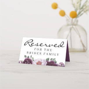 Carte De Placement Plum Peonies Réservé Chaise ou panneau de table