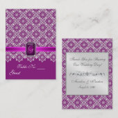 Carte De Placement Plum & Silver Lace Mariage Table Paramètre PlaceCa (Devant / Derrière)