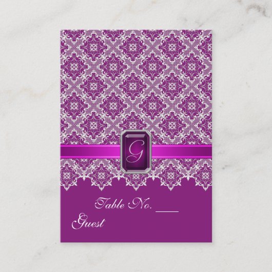 Carte De Placement Plum & Silver Lace Mariage Table Paramètre PlaceCa (Devant)