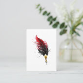Carte De Placement Plume rouge avec pointe en or (Debout devant)