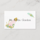 Carte De Placement Plumes Boho rose et or (Devant)