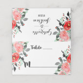 Carte De Placement Poche & Mint Peony Numéro de table Nom du siège (Extérieur déplié)