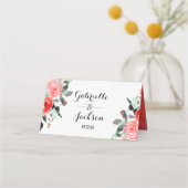 Carte De Placement Poche & Mint Peony Numéro de table Nom du siège (Dos)