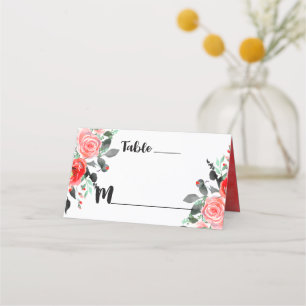 Carte De Placement Poche & Mint Peony Numéro de table Nom du siège