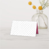 Carte De Placement Pointe Polka noir et blanc moderne avec rose (Dos)