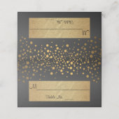 Carte De Placement Points Chevron et Confetti Noir et Or 2 (Extérieur déplié)