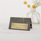Carte De Placement Points Chevron et Confetti Noir et Or 2 (Dos)