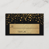 Carte De Placement Points Chevron noir et or et Confetti (Devant)