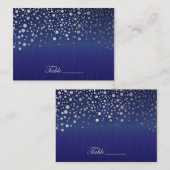 Carte De Placement Points Confetti Argent Stylé Sapphire Bleu (Devant / Derrière)