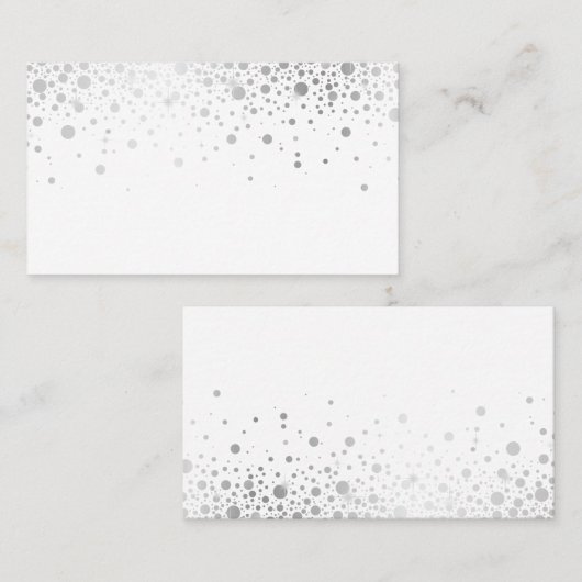 Carte De Placement Points Confetti Faux Argent | Moderne (Devant / Derrière)