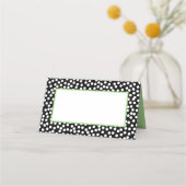 Carte De Placement Pois Whimsical noir et blanc avec vert (Devant)