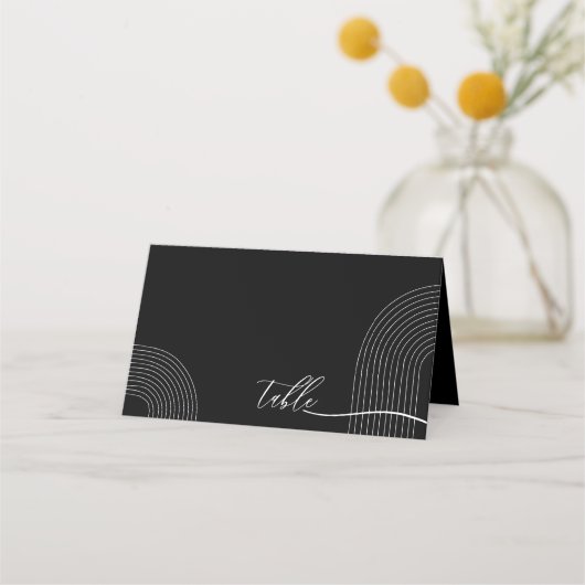 Carte De Placement Police de caractères script géométrique noir blanc (Devant)