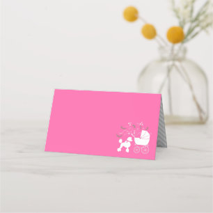 Carte De Placement Poodle Baby shower Chien Chien Chiot Rose Girl
