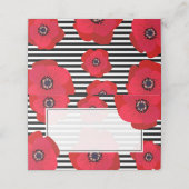 Carte De Placement Poppies rouges et Mariage de bandes noires et blan (Extérieur déplié)