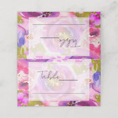 Carte De Placement Pops de rose et violet floral mariage nom vibrant (Extérieur déplié)