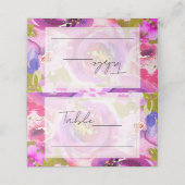 Carte De Placement Pops de rose et violet vibrant Floral Nom du Maria (Extérieur déplié)