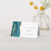 Carte De Placement Porte-nom de table de mariage chic sarcelle bleu a (Devant)