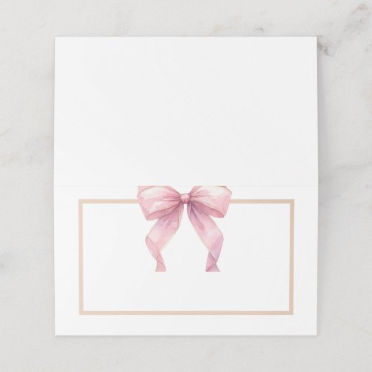 Carte De Placement Posh Coquette Rose Bow Étiquette alimentaire ou (Extérieur déplié)