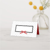Carte De Placement Pot blanc noir moderne avec ruban rouge (Devant)