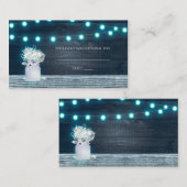 Carte De Placement Pot de fleurs en bocal Mason & Lumières bleues Déc (Devant / Derrière)