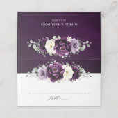 Carte De Placement Poupée d'aubergine Plum ivoire blanc Mariage flora (Extérieur déplié)