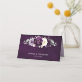 Carte De Placement Poupée d'aubergine Plum ivoire blanc Mariage flora (Dos)