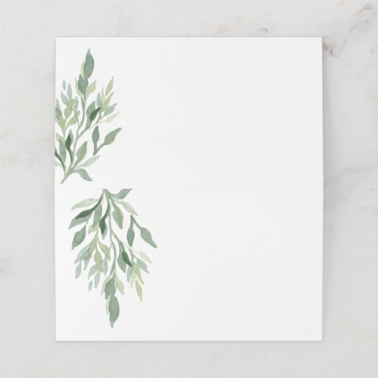 Carte De Placement Pour Mariage Eucalyptus blanc à main (Extérieur déplié)