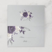 Carte De Placement pourpre poussiéreux et fleurs blanches gris (Extérieur déplié)