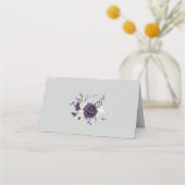 Carte De Placement pourpre poussiéreux et fleurs blanches gris (Dos)