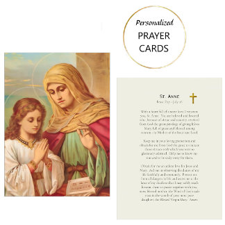 Carte De Placement Prayer to St. Anne, Catholic Prayer Card