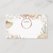 Carte De Placement Premium Black Onyx Pampas et Rose Gold Mariage (Devant)
