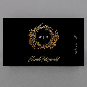Carte De Placement Premium Monogram Gold Crest Classic Mariage invité