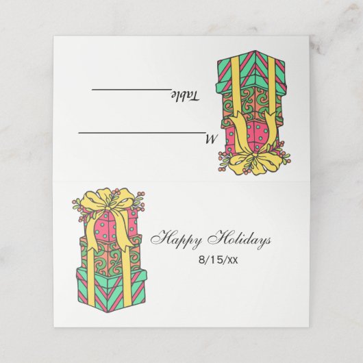 Carte De Placement Présentations de Noël enroulées empilées Noël (Extérieur déplié)