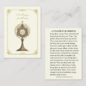 CARTE DE PLACEMENT PRIÈRE AUX PRÊTRES RELIGIEUX CATHOLIQUES (Devant / Derrière)