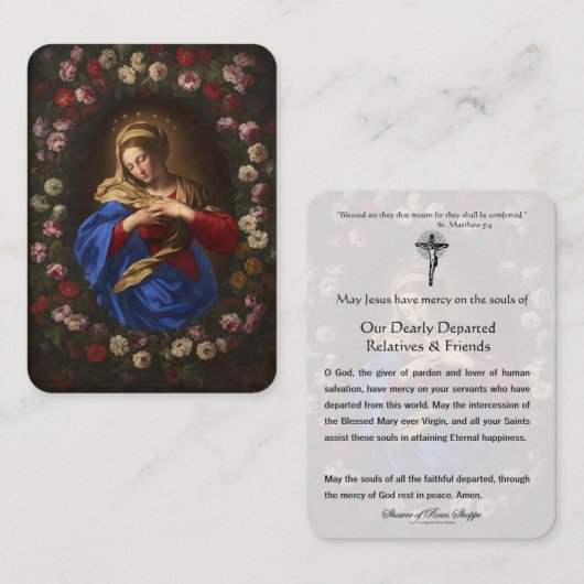 Carte De Placement Prière catholique pour les âmes détachées Vierge M (Devant / Derrière)