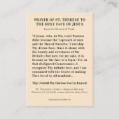 Carte De Placement Prière catholique Sainte Face de Jésus Suaire Turi (Dos)