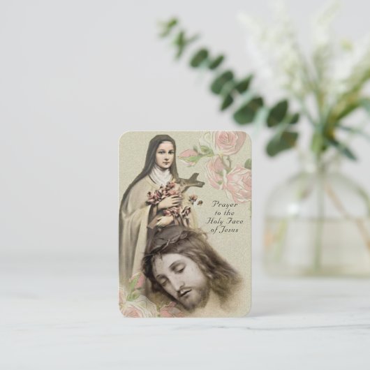 Carte De Placement Prière catholique Sainte Face Saint-Thérèse Religi (Debout devant)