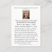 Carte De Placement Prière commémorative funéraire catholique Mary Flo (Dos)