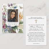 Carte De Placement Prière funéraire espagnole printanière (Devant / Derrière)