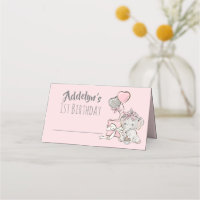Princesse éléphant fille rose gris 1er anniversair